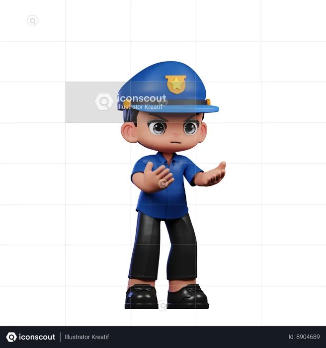 Policier en colère  3D Illustration