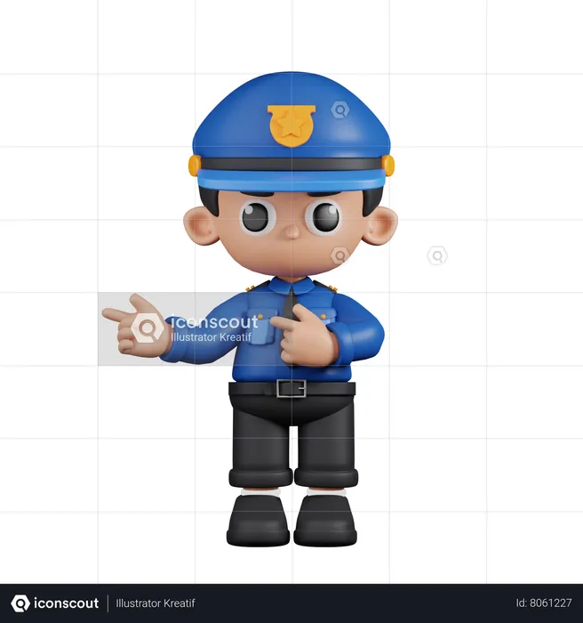 Policier pointant du doigt dans la direction  3D Illustration