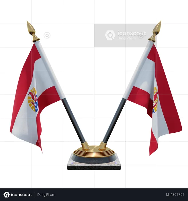 Soporte para bandera de escritorio doble de la Polinesia Francesa Flag 3D Flag