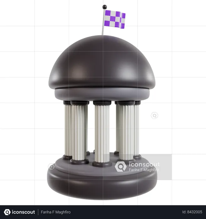 Political Dome with Checkered Flag  3D Icon