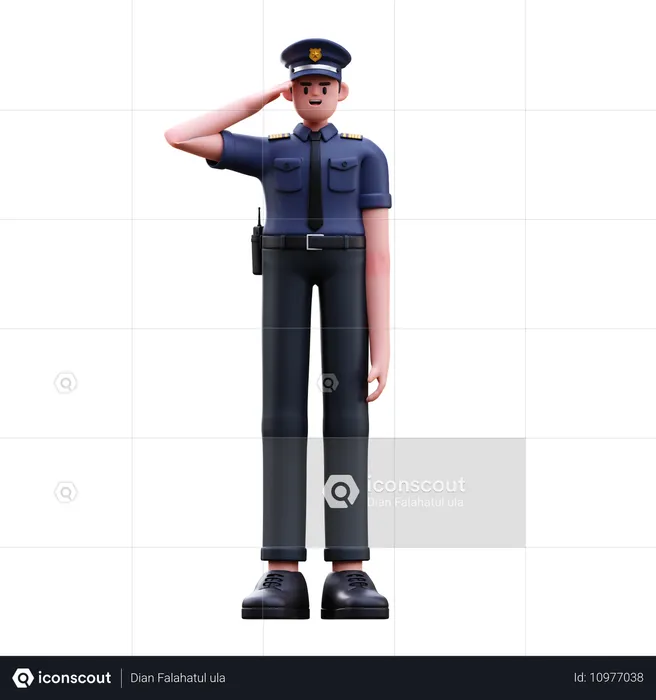 Polizist grüßt  3D Illustration