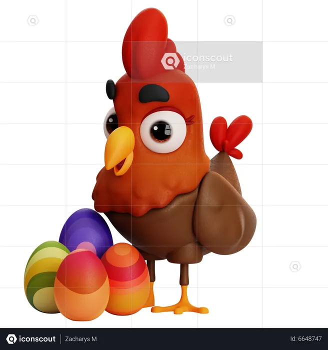 Pollito con huevos  3D Icon