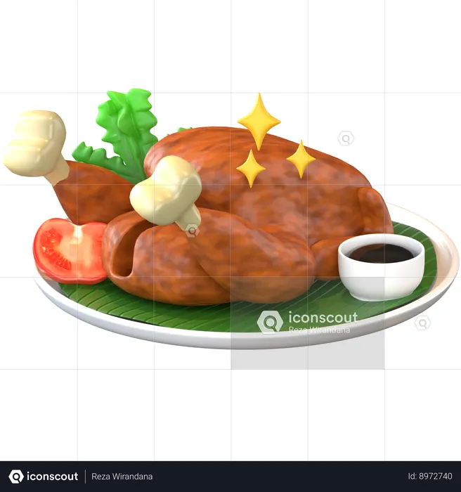 Pollo a la parrilla  3D Icon