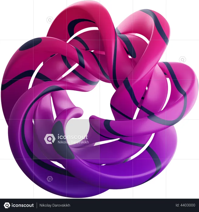 Poly Twist Knots  3D Illustration