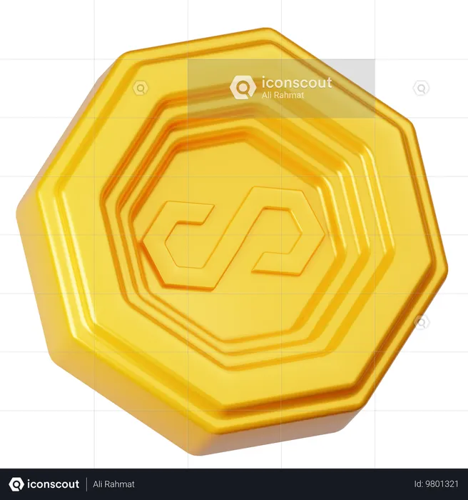 다각형 동전  3D Icon