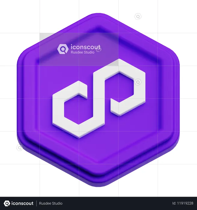 Polygon Coin  3D Icon