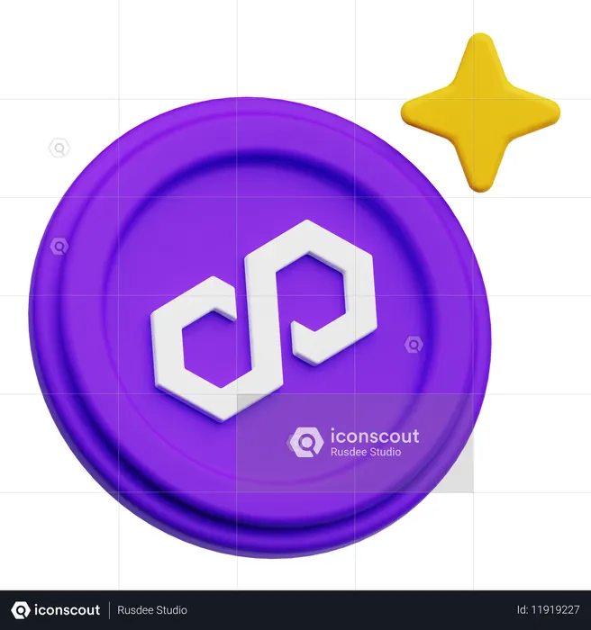 Polygon Coin  3D Icon