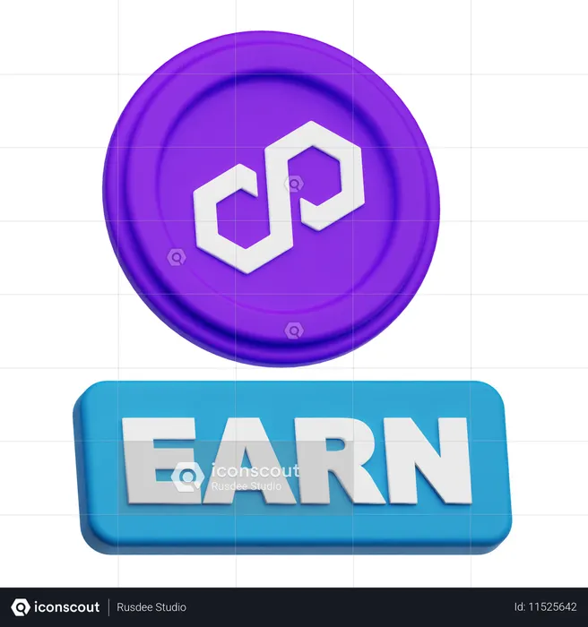 Polygon Earn  3D Icon