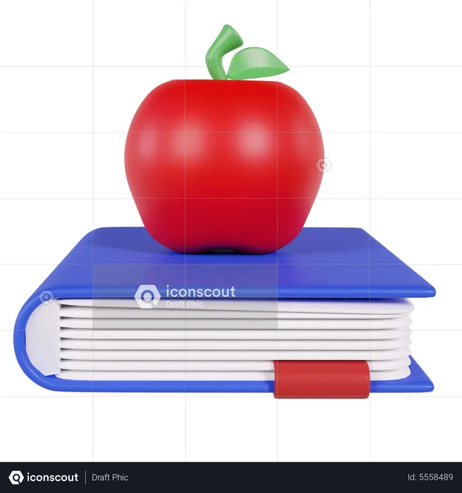 Pomme sur les livres  3D Icon