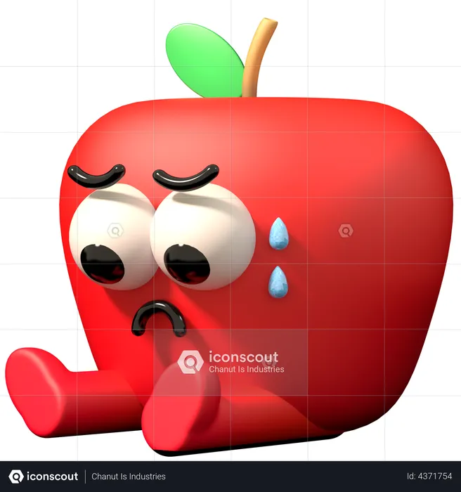 Pomme triste  3D Illustration