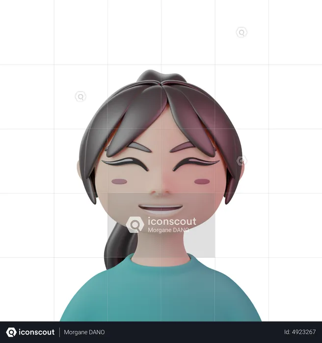 Ponytail With Bangs Women  3D Icon
