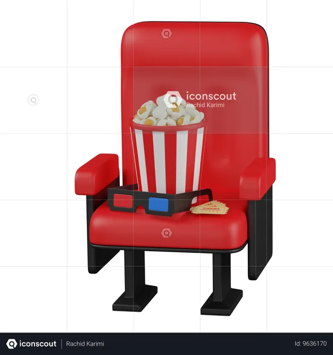 Popcorn et lunettes 3D  3D Icon
