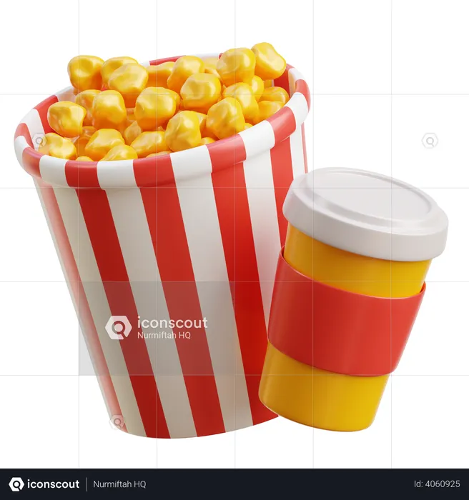 Popcorn And Cola  3D Illustration