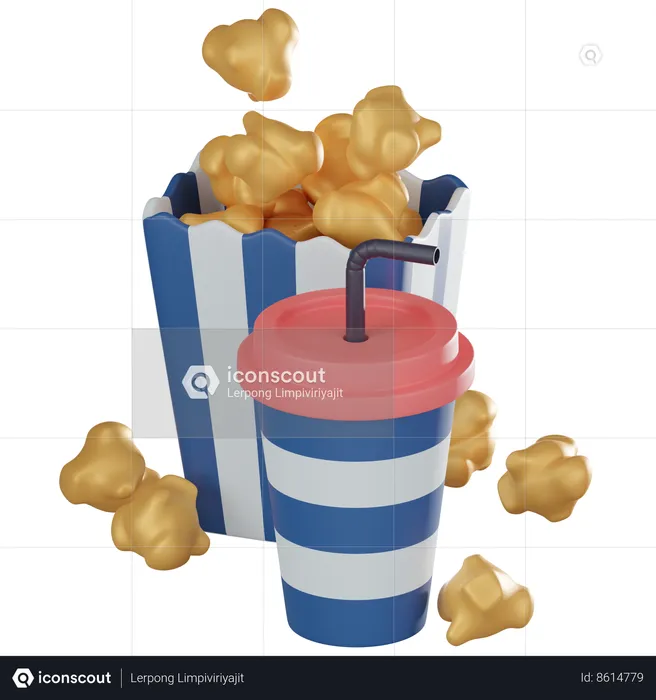 Popcorn Box  3D Icon