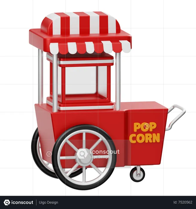 Popcorn Cart  3D Icon