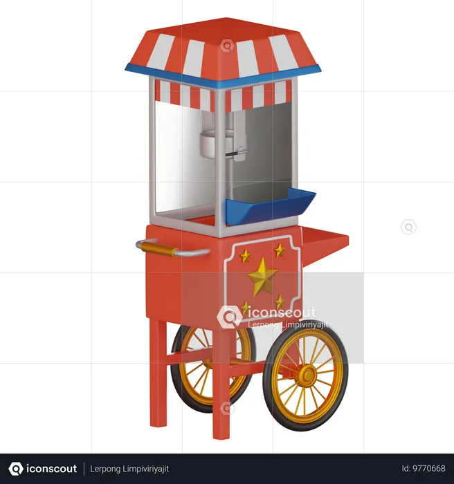 Popcorn Cart  3D Icon