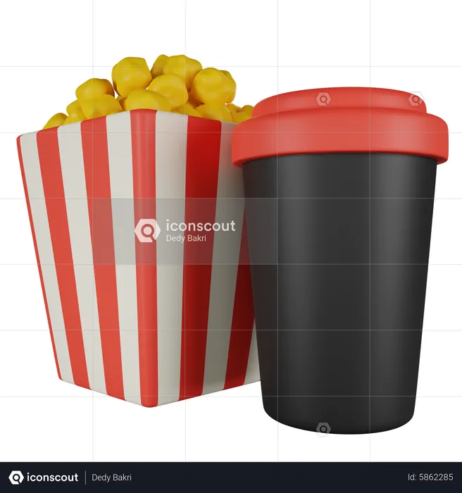 Popcorn & Soda  3D Icon