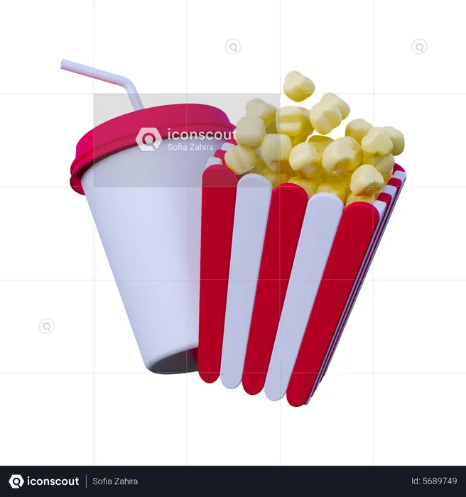 Popcorn und Getränk  3D Icon