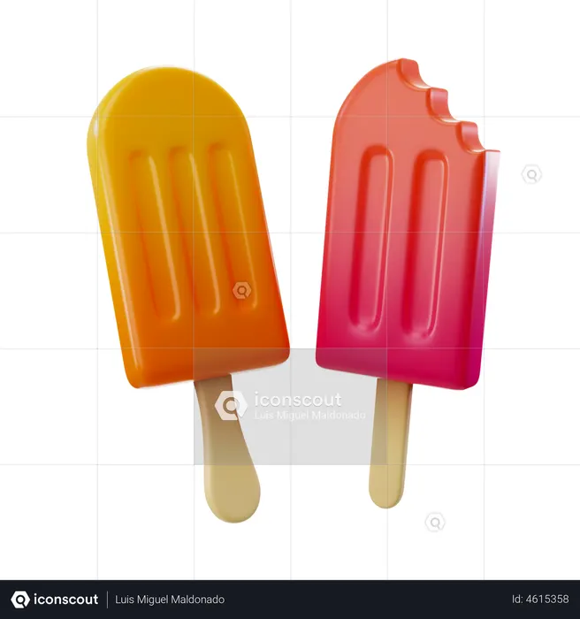 Popsicle Orange And Strawberry  3D Icon
