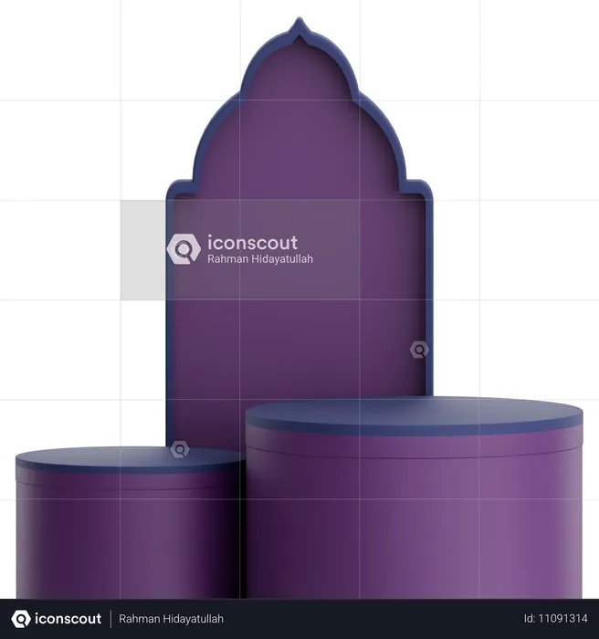 Porte de la mosquée avec podium pour la célébration du Ramadan  3D Illustration