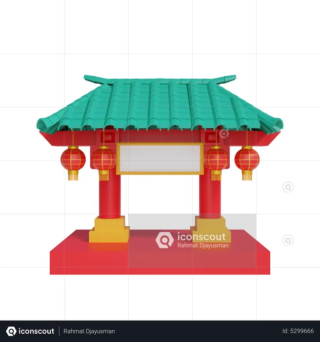Porte du temple  3D Illustration