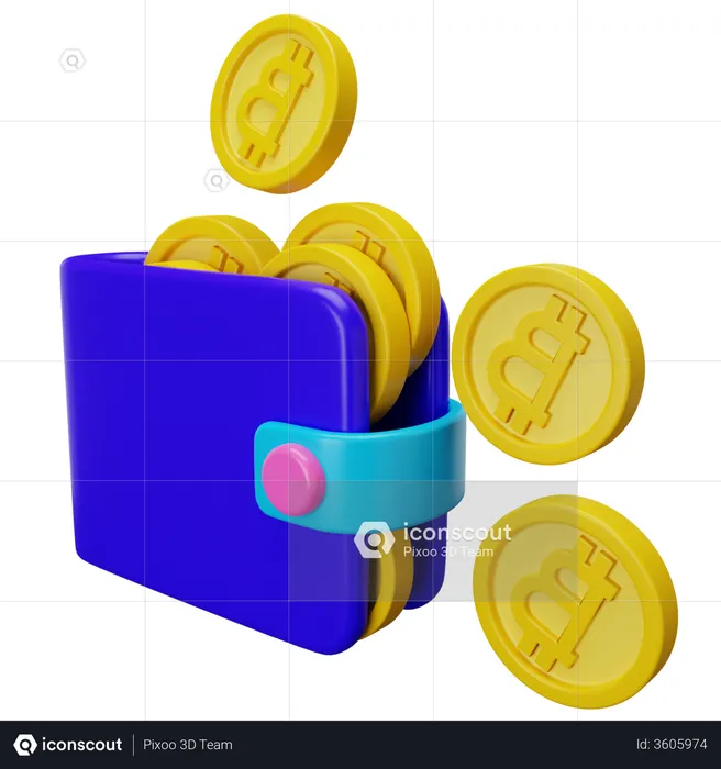 Portefeuille Bitcoin  3D Illustration