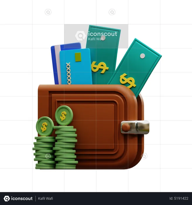 Portefeuille en dollars  3D Icon