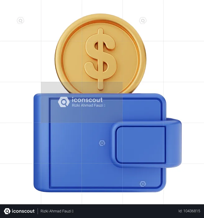 Portefeuille pièce de monnaie dollar  3D Icon