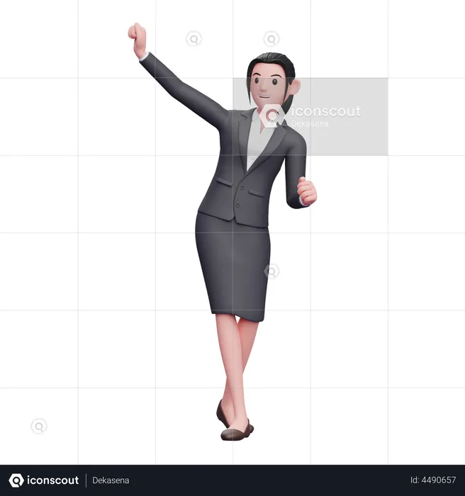 Business Woman In Suit Dancing  3D Illustration