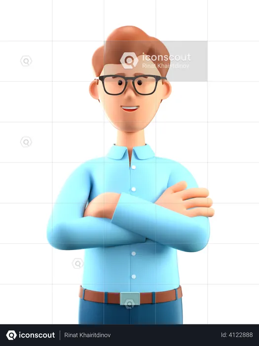 Businessman with folded arms  3D Illustration