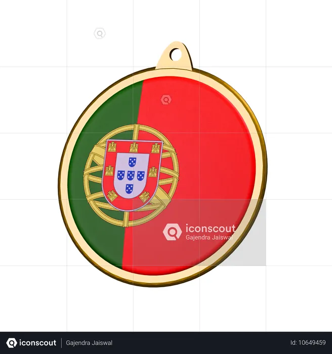 Portugal Flag Medal Badge Flag 3D Icon