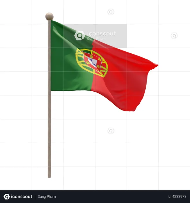 Portugal Flag Pole  3D Illustration