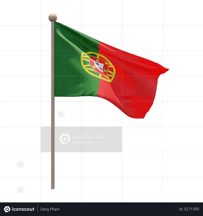 Portugal Flagpole Flag 3D Icon