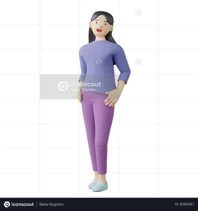 Pose casual de manos femeninas en la cintura  3D Illustration