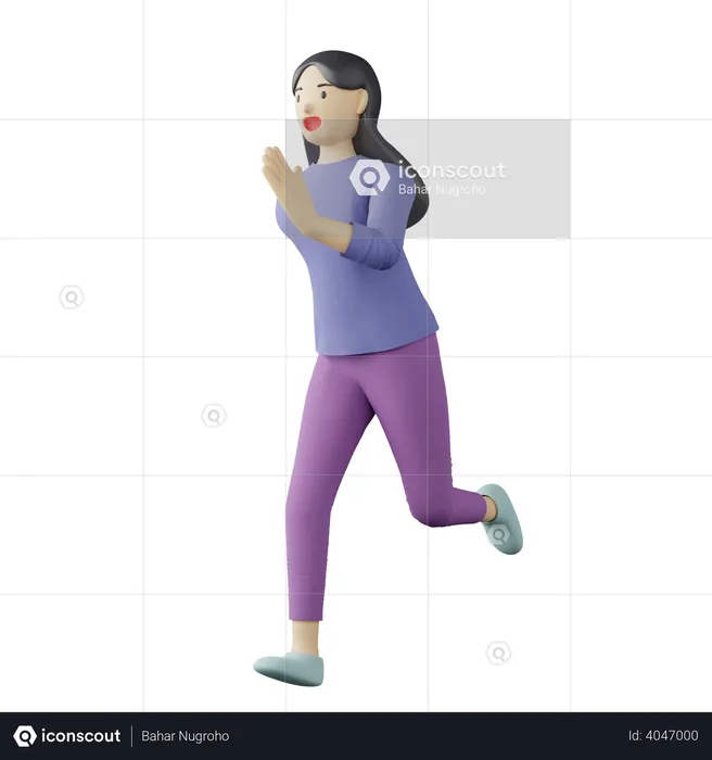 Pose casual femenina corriendo  3D Illustration