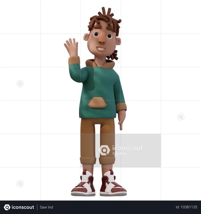 Pose de saludo de un joven  3D Illustration