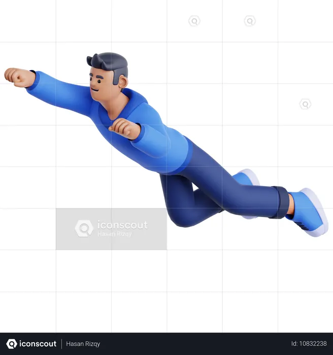 Hombre volando pose  3D Illustration