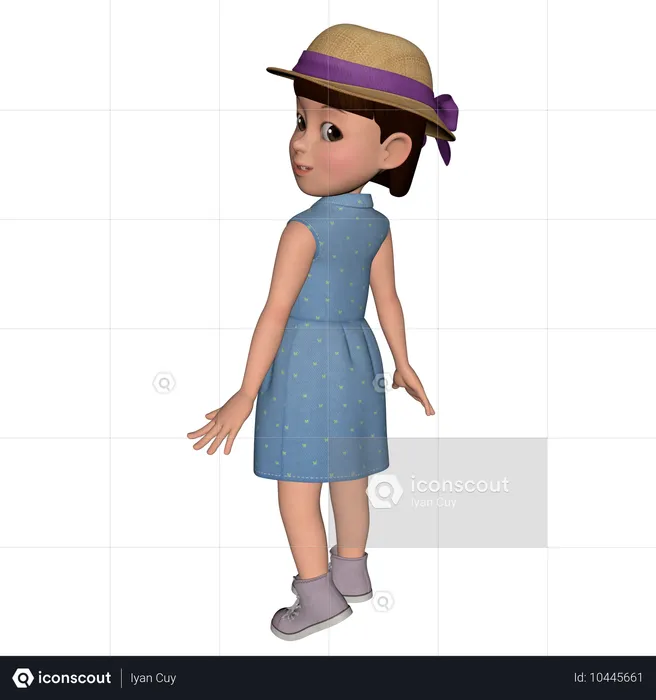 Pose de menina fofa retribuindo  3D Illustration