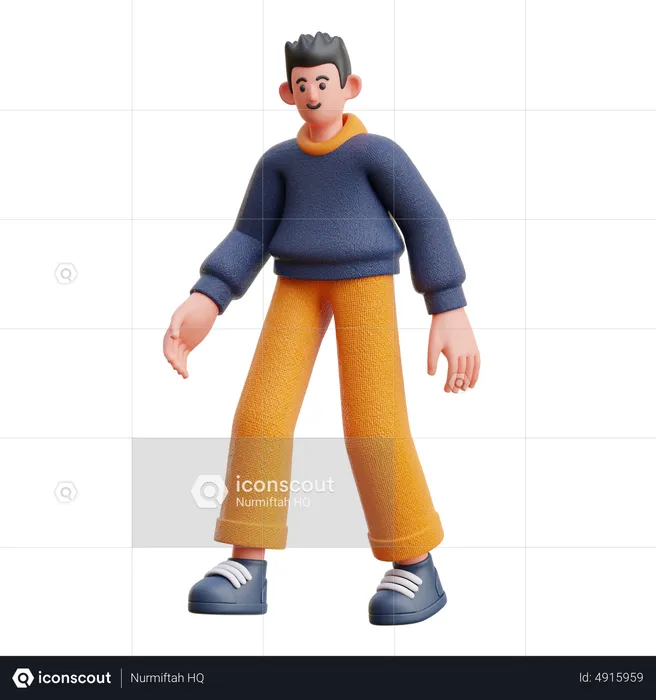 Menino em pose de caminhada  3D Illustration