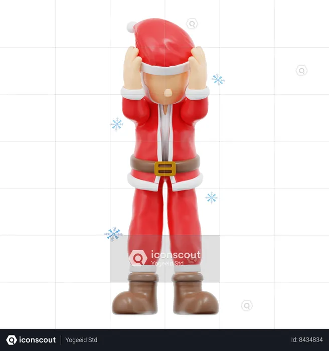 Pose de papai noel muito confuso  3D Illustration