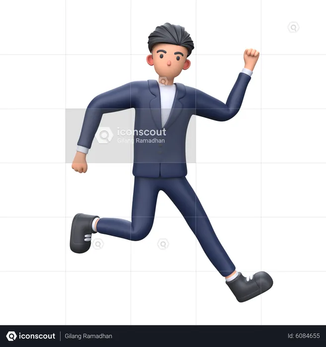 Pose de salto do empresário  3D Illustration