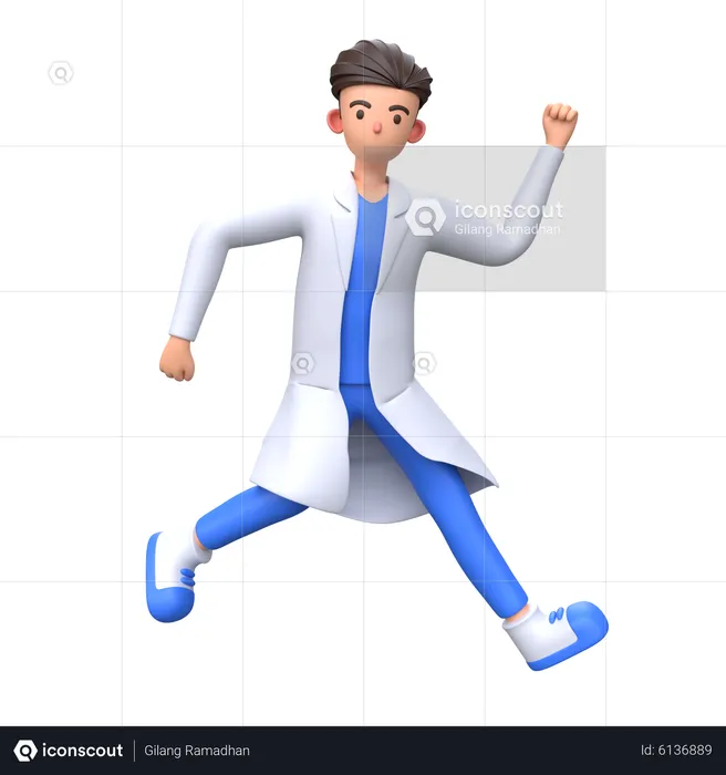 Pose de médico pulando  3D Illustration