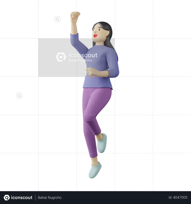 Pose de salto femenino casual  3D Illustration