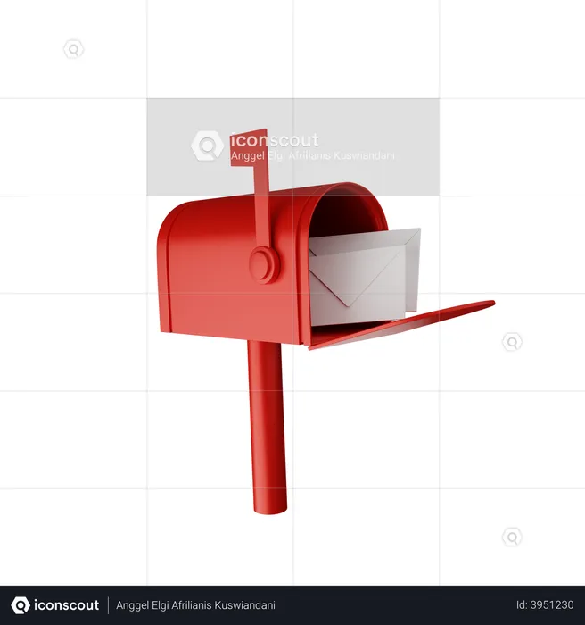 Post Box With Letter  3D Illustration