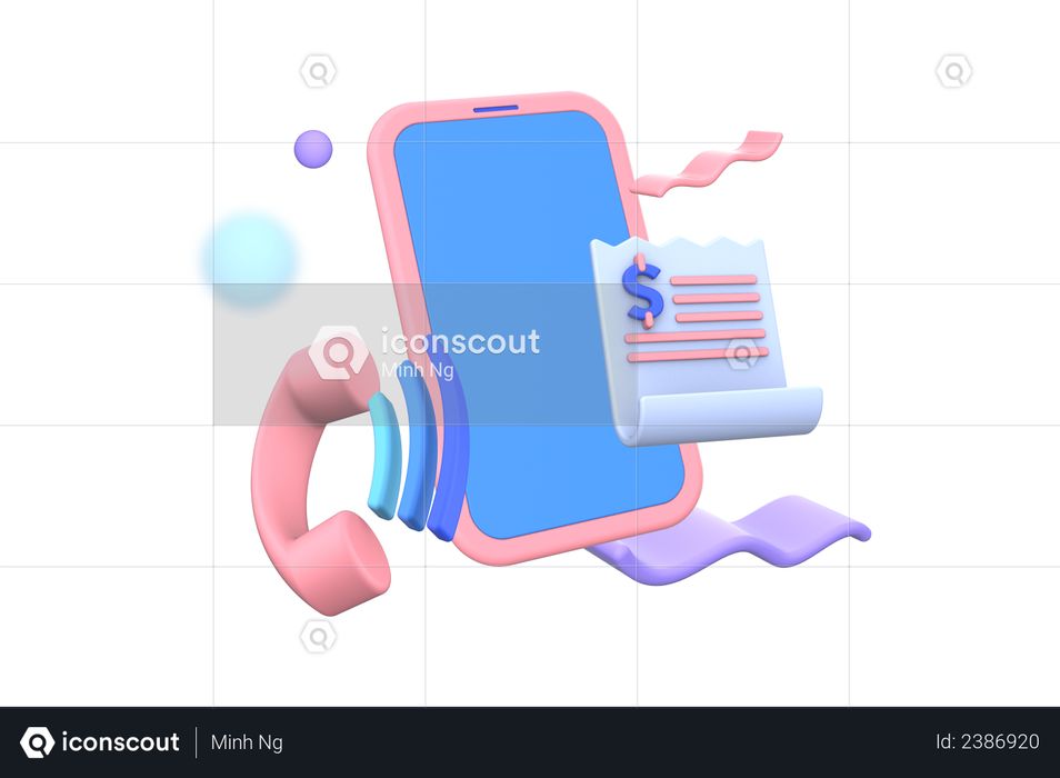 Postpaid bill payment 3D Illustration