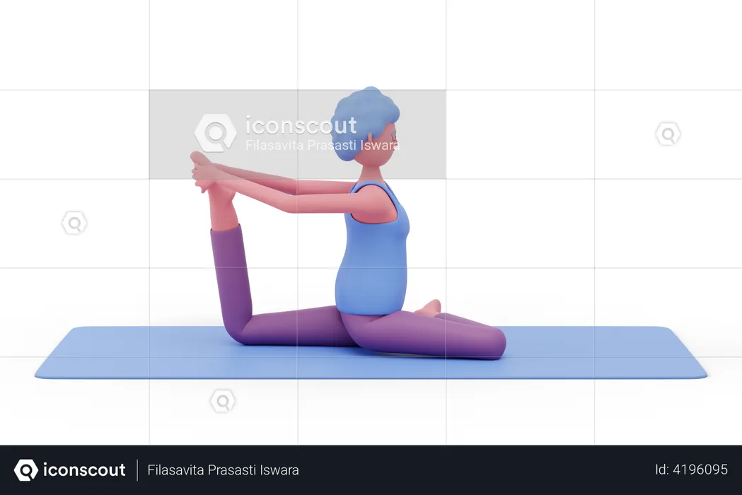 Postura de yoga de paloma con una pierna.  3D Illustration