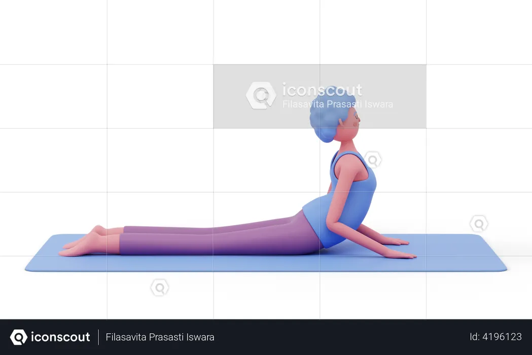 Postura de yoga del perro hacia arriba  3D Illustration