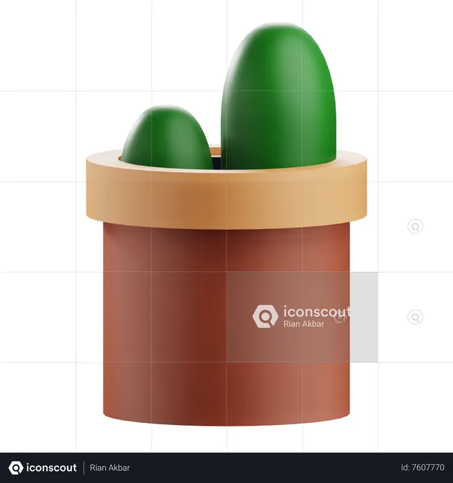 Pot de cactus  3D Icon
