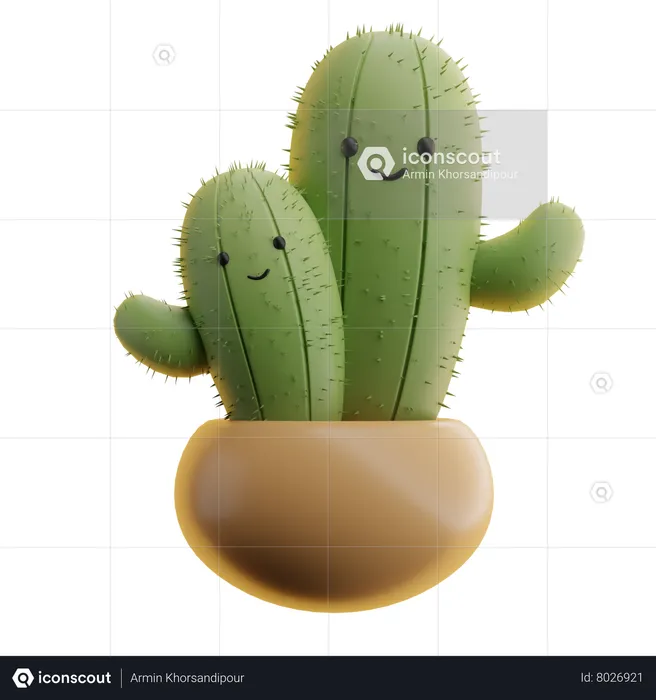 Pot de cactus  3D Icon