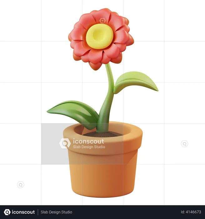 Pot de fleur  3D Illustration